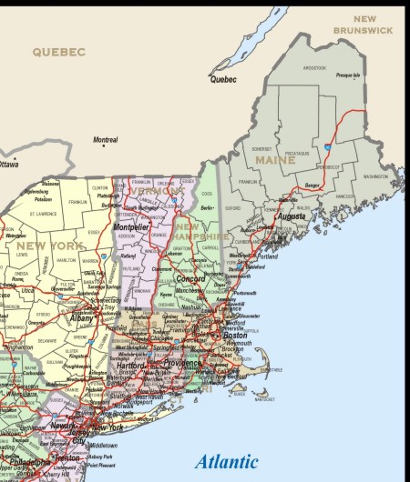 NORTHEAST REGION MAP COLOR download to your computer